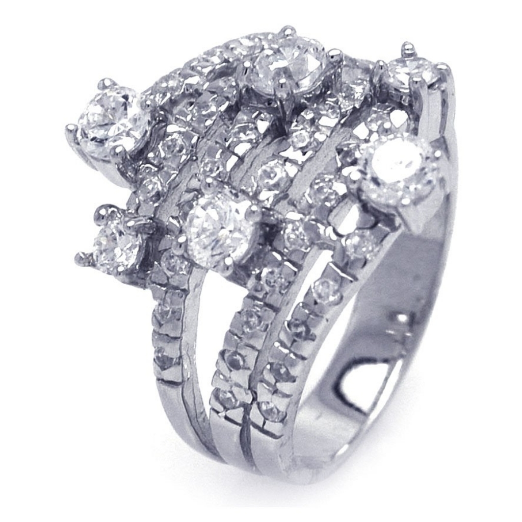 Sterling Silver 925 Rhodium Plated Multiple Sized Clear Cz Wrap Ring 94$